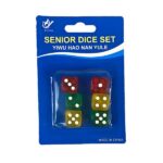 حجر النرد شفاف 6 قطع ملونة